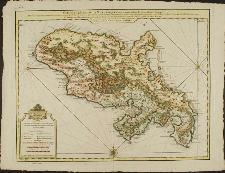 Carte de l'Isle de la Martinique, Colonie Françoise de l'une des Isles Antilles de l'Amerique
