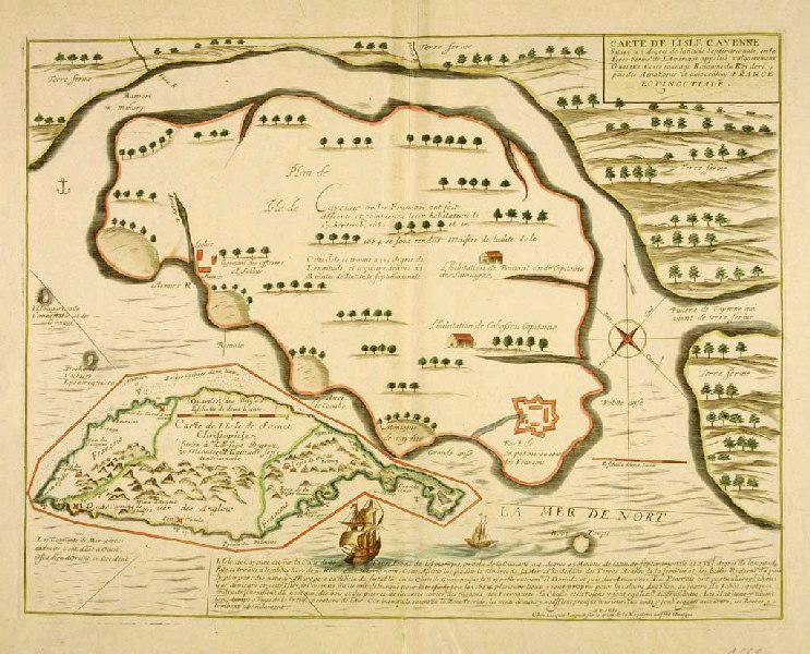 Carte de L'Isle Cayenne et Carte de L'Isle de Sainct Christophle