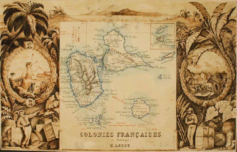 Carte manuscrite de la Guadeloupe