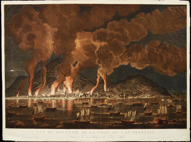 Vue de l'incendie de la ville du Cap Français