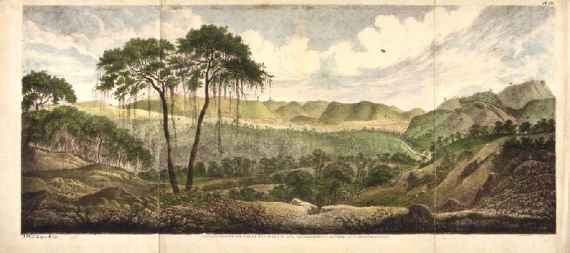 General view of the pass of Nosier Bridge, and its tremendous ravine. Island of Guadaloupe