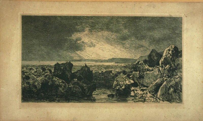 Les roches noires à Trouville. Marée basse