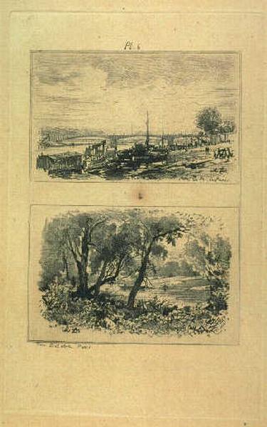 Deux scènes de rivière ; Gravure au vernis mou