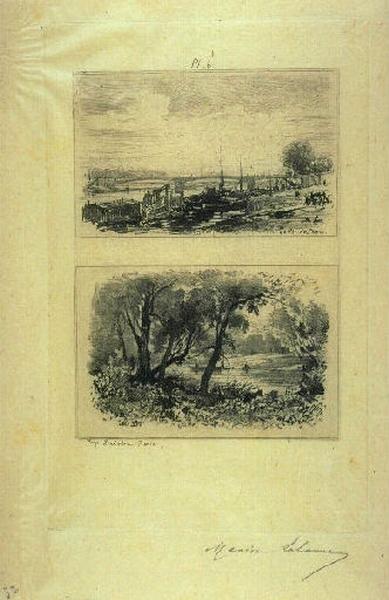 Deux scènes de rivière ; Gravure au vernis mou