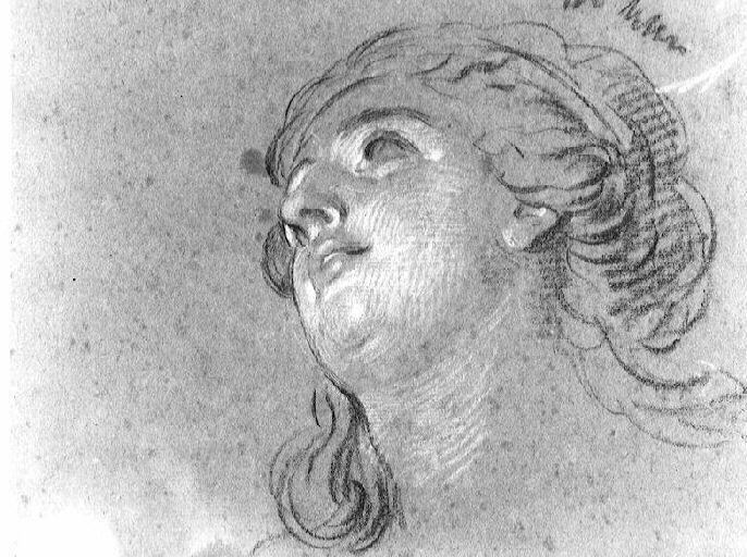 Portrait de femme de trois-quarts ; Etude de mains et angelot (au verso)
