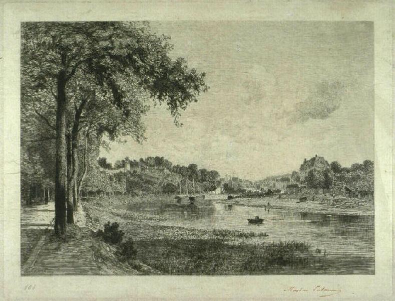 Vue d'Hennebont (Morbihan) ; Les bords d'une petite rivière