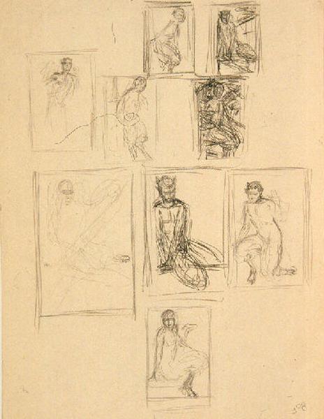 Projet pour un cuir ouvragé pour le salon des arts décoratifs de 1911 à Paris. Etude de Pan (recto-verso)