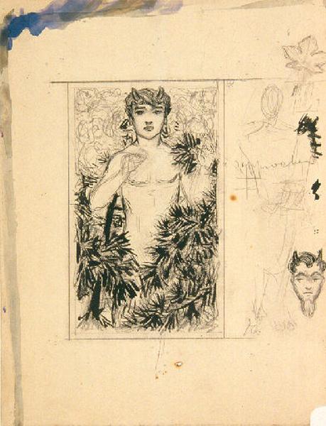 Projet pour un cuir ouvragé pour le salon des arts décoratifs de 1911 à Paris. Etude de Pan