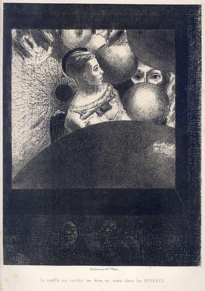 A Edgar Poe : 6 lithographies (planche 5) ; Le souffle qui conduit les êtres est aussi dans les SPHERES (autre titre)