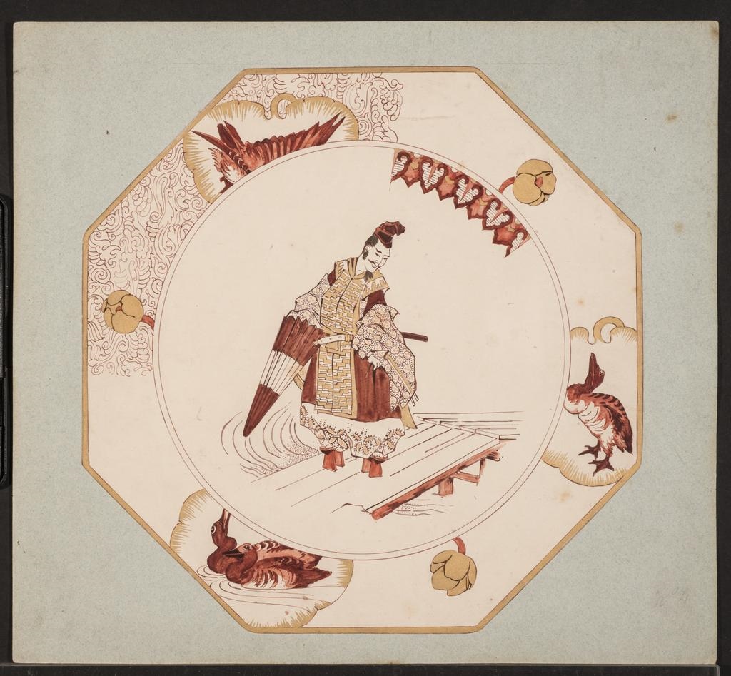 Projet d'une assiette octogonal, Service "rouge et or"