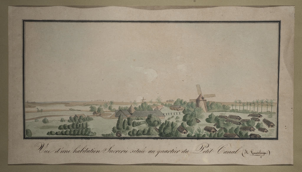 "Vue d'une habitation sucrière située au quartier du Petit Canal (Ile de la Guadeloupe)"