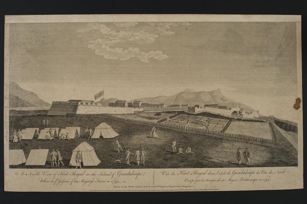 "Vue du Fort Royal dans l'Isle de Guadeloupe du Cote du Nord"