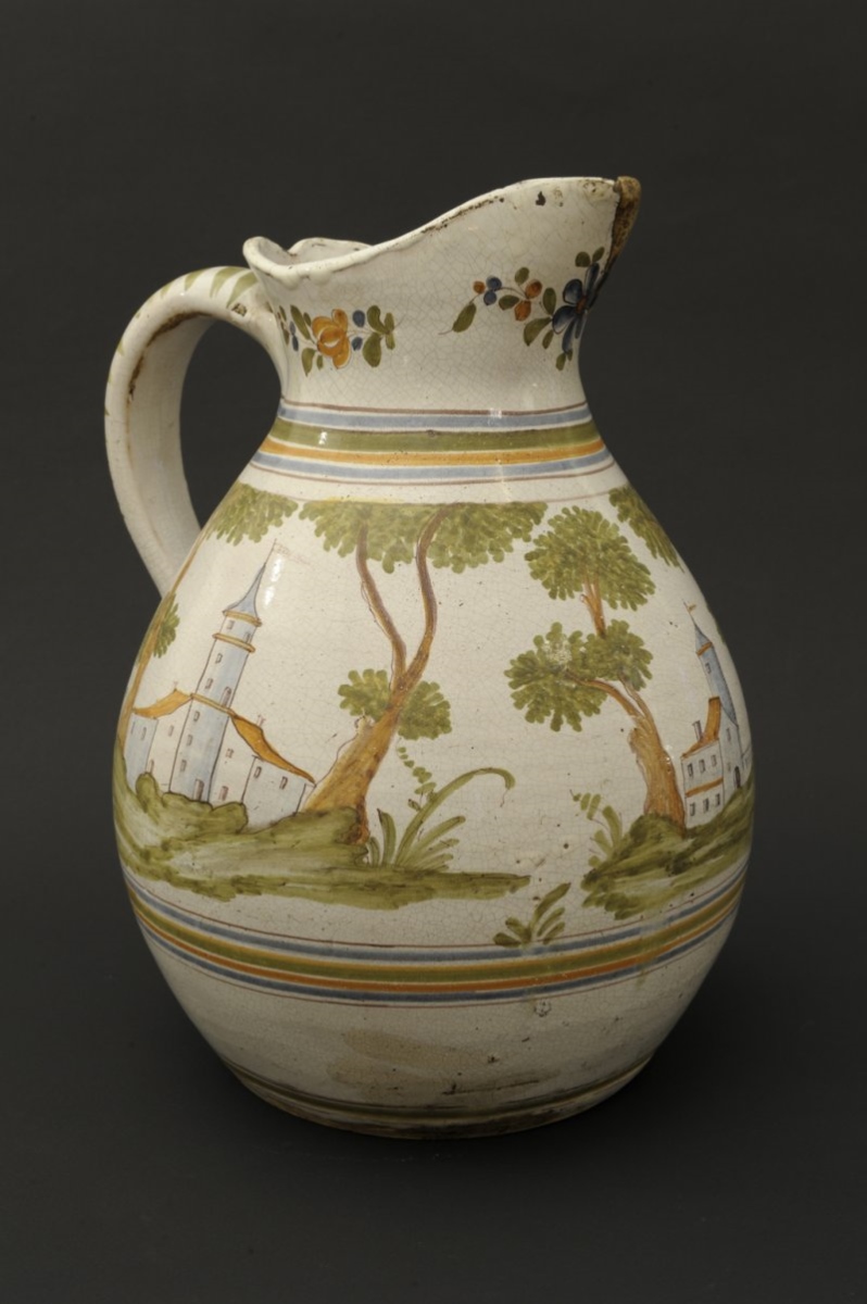 Broc à décor de paysages et fabriques