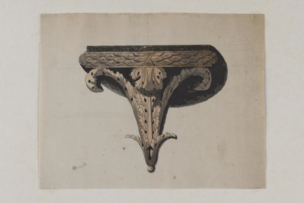 Projet de console d'applique à motifs végétalisants (feuilles d'acanthes)