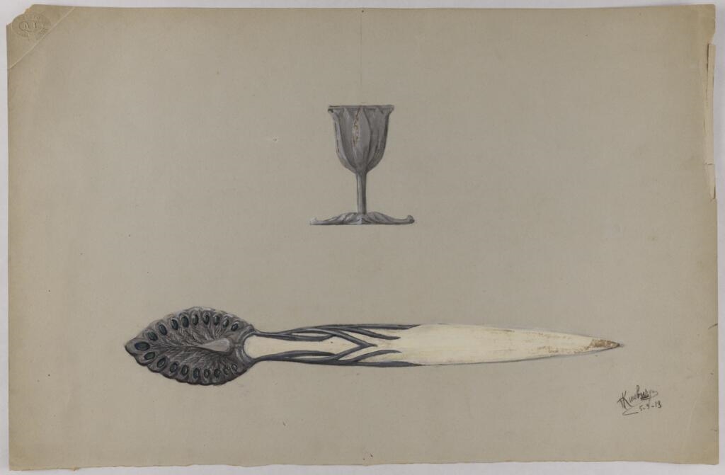 Projet pour un coupe-papier et un verre tulipe