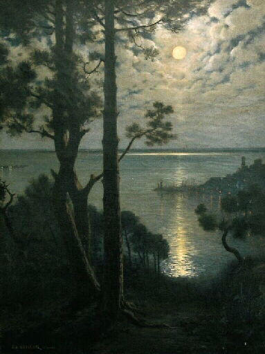 Nuit d'hiver à Cannes, effet de lune