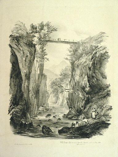 Pont d'Enfer, pris dans le Gave, aux Eaux chaudes.