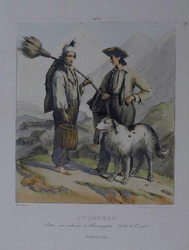 Pyrénées. Pâtres aux cabanes de Tramzaigues ; vallée de Campan.