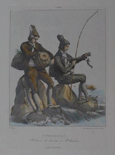 Pyrénées. Pecheurs de Truites à St Sauveur.