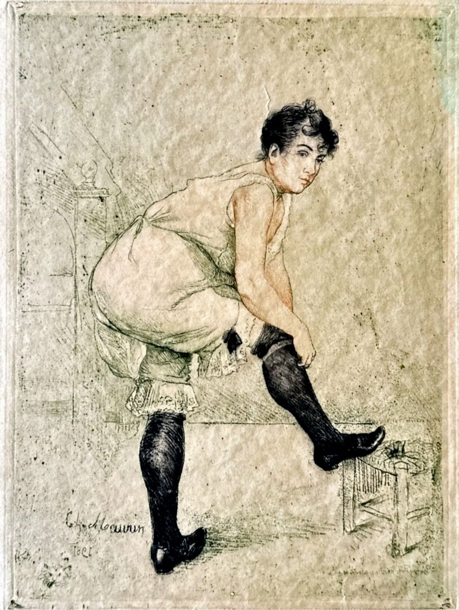 Femme tirant son bas