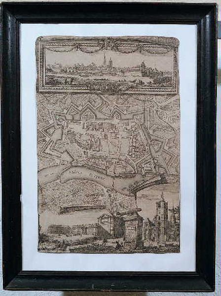 Plan et élévation de la ville d'Auxonne