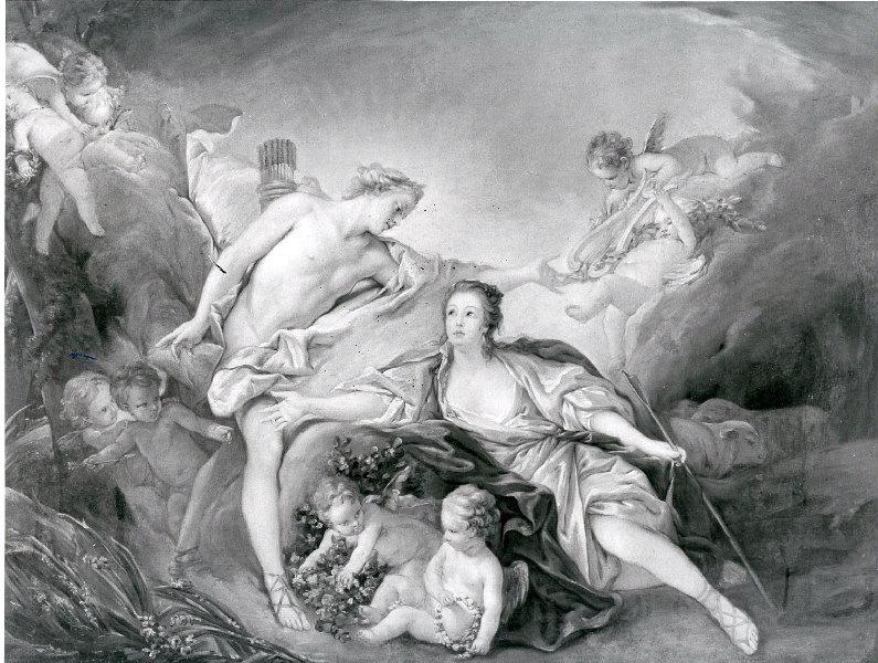 Apollon et Issé (copie d'après Boucher) ; Apollon inspirant Mademoiselle Deshoulières (Selon inv. Dard)