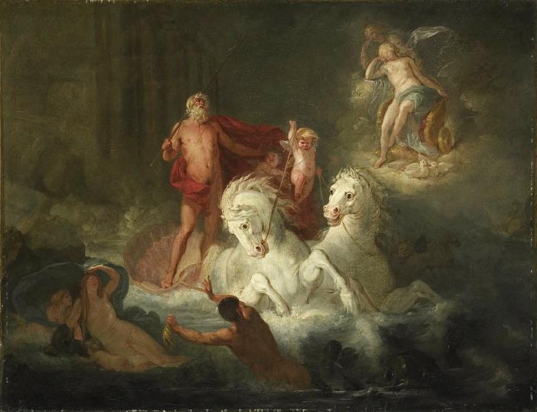 Vénus priant Neptune d'être favorable à Enée (Ce sujet semble plus approprié au tableau vu l'apparition de Vénus dans un char, qui n'aurait rien à faire dans un Triomphe de Neptune. MG 06/2005.) ; Le Triomphe de Neptune (Ancien titre)