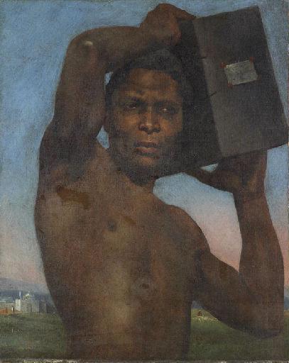 Noir portant une caisse