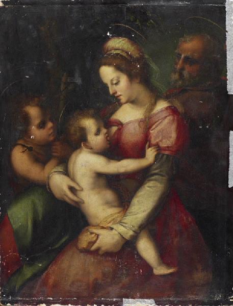 La Sainte Famille avec saint Jean-Baptiste tenant une croix