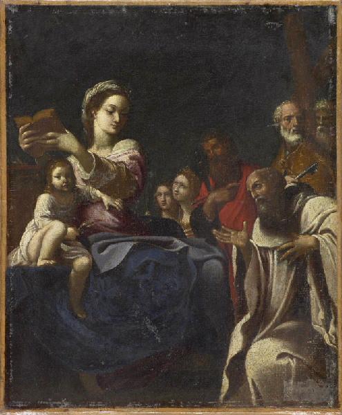 La Vierge tenant un livre avec l'Enfant et des saints (copie d'après Ludovic Carrache)