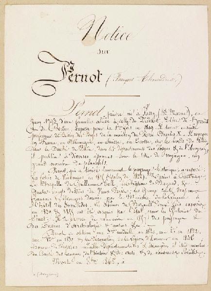 Album factice de dessins sur Dijon et la Bourgogne (01) : Notice biographique sur François-Alexandre Pernot