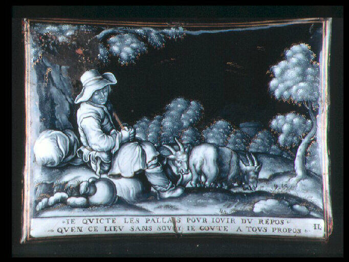 Les Quatre points du jour : un berger se repose au milieu de ses chèvres