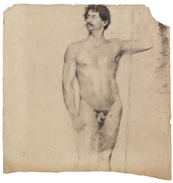 Modèle d'atelier (recto) ; Tête d'homme, de profil (verso)