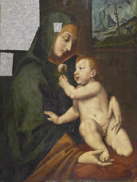 La Vierge et l'Enfant qui tend une rose à sa mère (copie d'après un anonyme lombard)