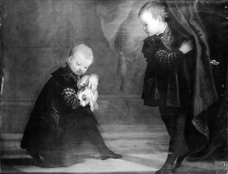 Deux petits garçons et un chien (copie d'après Véronèse)