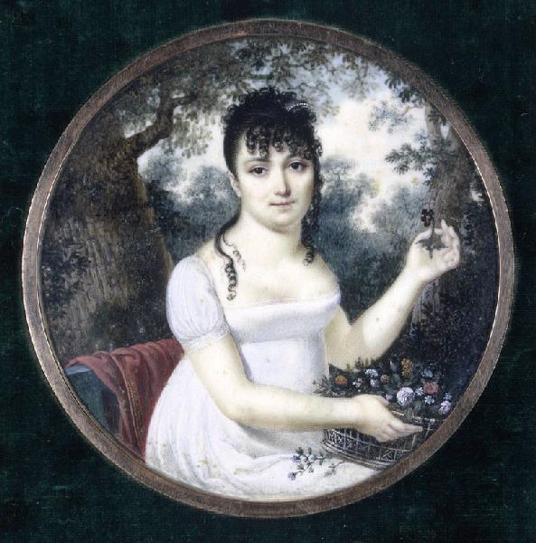 Portrait de femme à la corbeille de fleurs