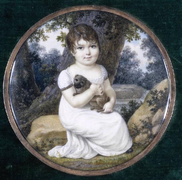Portrait de petite fille au chien