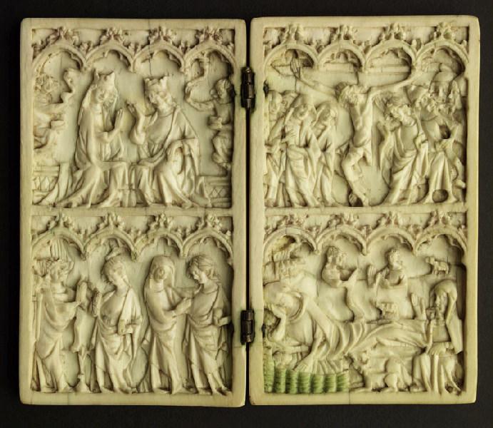Couronnement de la Vierge, Annonciation et Visitation (volet gauche) ; Crucifixion et Nativité (volet droit)