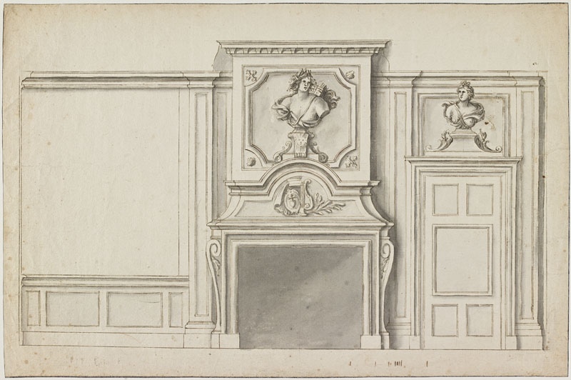 Cheminée avec buste d'Apollon (Titre attribué)