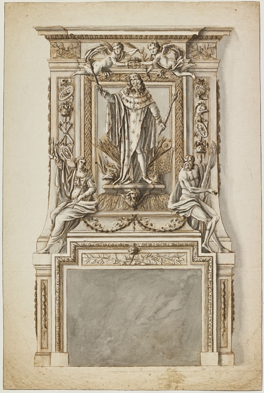 Cheminée avec Louis XIV en tenue de sacre
