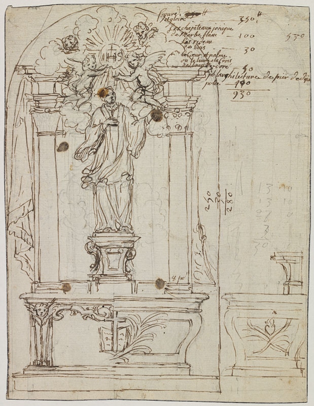 Autel avec un saint Jésuite (Titre attribué) ; Coeur enflammé