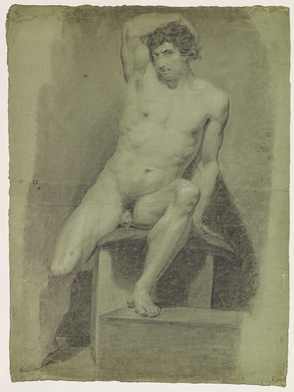 Académie d'homme assis, le bras droit derrière la tête (Titre attribué) ; Académie