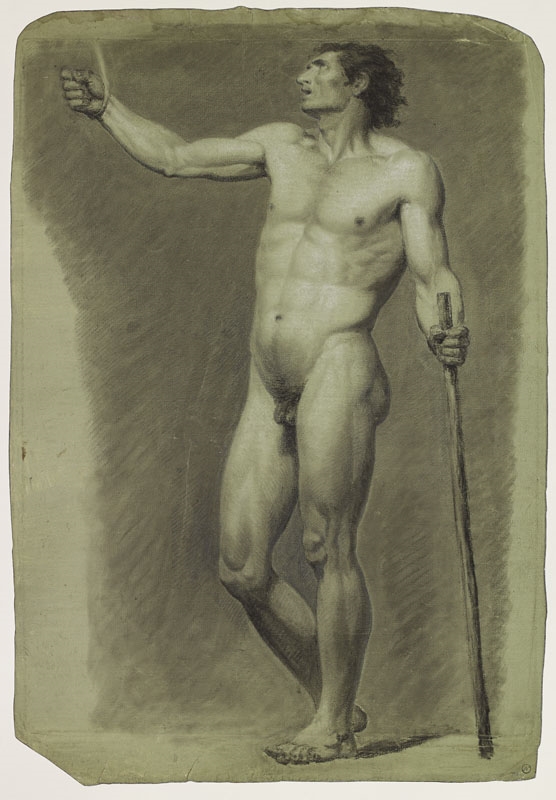 Académie d'homme tenant un bâton (Titre attribué) ; Académie