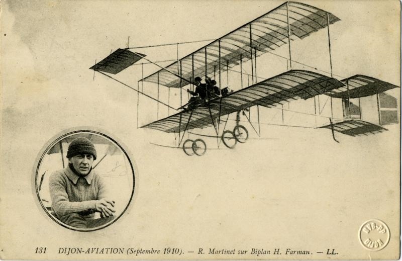 131 DIJON-AVIATION (Septembre 1910). - R. Martinet sur Biplan H. Farman.