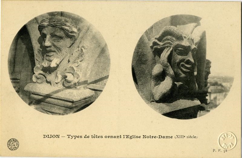 DIJON - Types de têtes ornant l'Eglise Notre-Dame (XIIIe siècle)