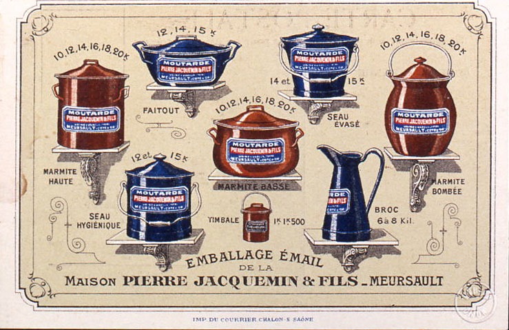 12,14,15 K[ilo] / FAITOUT / 14 et 15 K[ilo] / SEAU EVASE (...) / EMBALLAGE EMAIL / DE LA / MAISON PIERRE JACQUEMIN & FILS