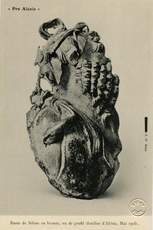 Buste de Silène en bronze, vu de profil (fouilles d'Alésia, Mai 1906