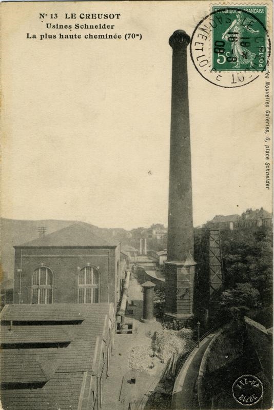 N°13  LE CREUSOT. - Usones Schneider - La plus haute cheminée (70m)