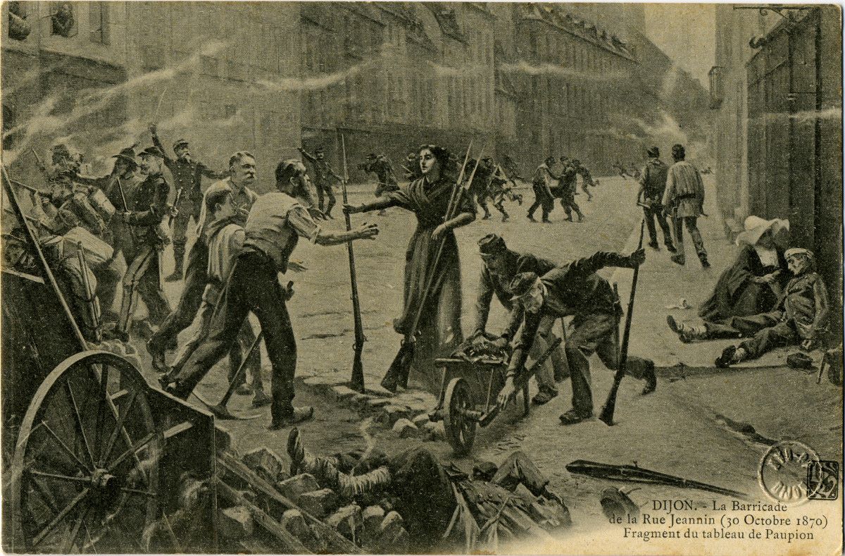 DIJON.-La Barricade/de la Rue Jeannin (30 Octobre 1870)/Fragment du tableau de Paupion.
