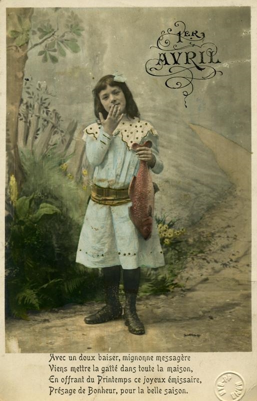 1 ER / AVRIL / Avec un doux baiser, mignonne messagère / Viens mettre la gaîté dans toute la maison, / En offrant du Printemps ce joyeux émissaire, / Présage de Bonheur, pour la belle saison.